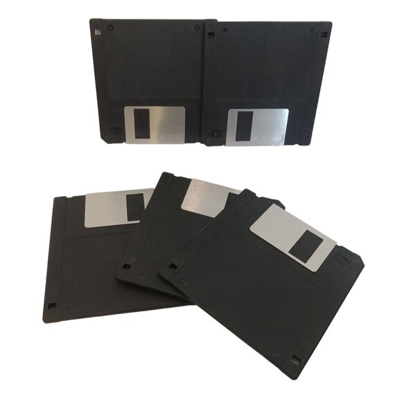 Sony Floppy Disc Black Set Of 5 Desktop Computer Flat Thin - Picture 3 of 4